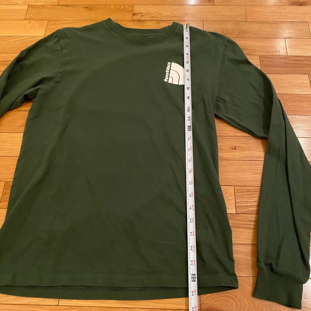 The North Face Mens Long Sleeve T Shirt Green Logo Exploration Tee Size S - Picture 3 of 5